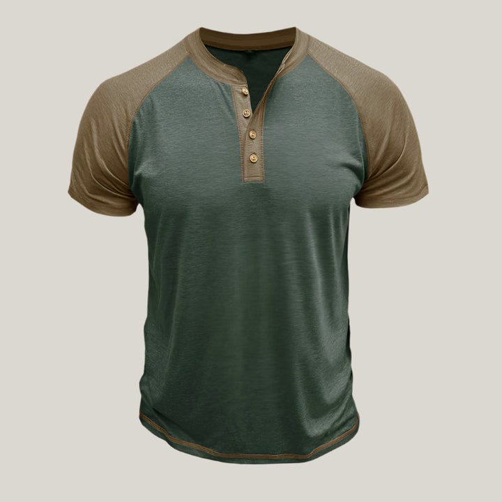Mens Henley Shirt Cotton Casual Button Placket