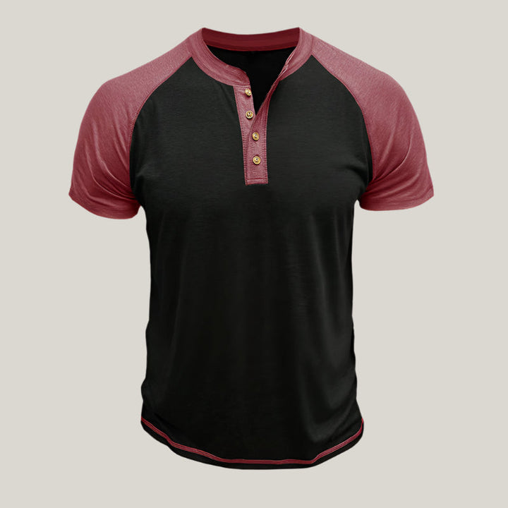 Mens Henley Shirt Cotton Casual Button Placket