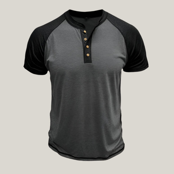 Mens Henley Shirt Cotton Casual Button Placket