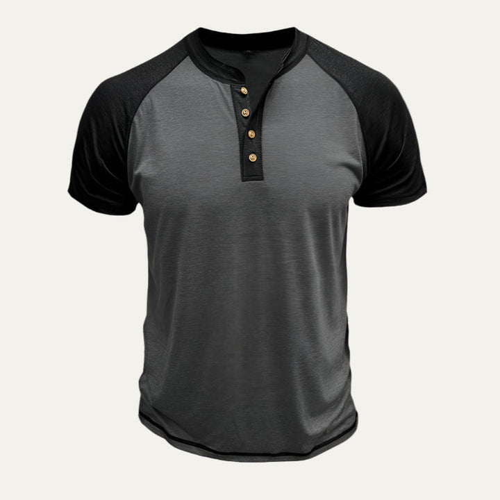 Mens Henley Shirt Raglan Sleeve Short Sleeve