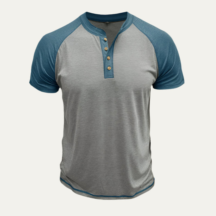Mens Henley Shirt Raglan Sleeve Short Sleeve - BritishMode