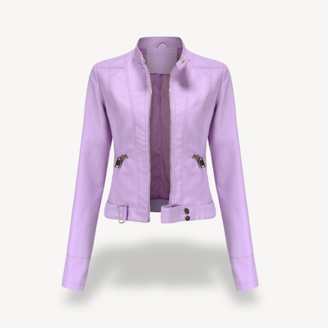 Womens Biker Jacket Faux Leather Slim Fit