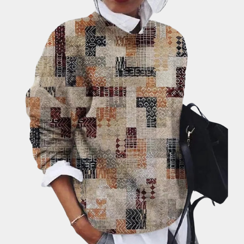 Womens Crew Neck Sweater Graphic Knit - BritishMode