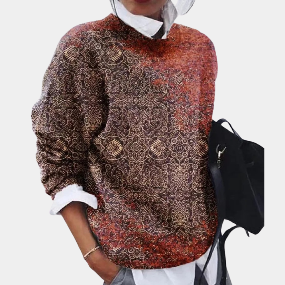 Womens Crew Neck Sweater Graphic Knit