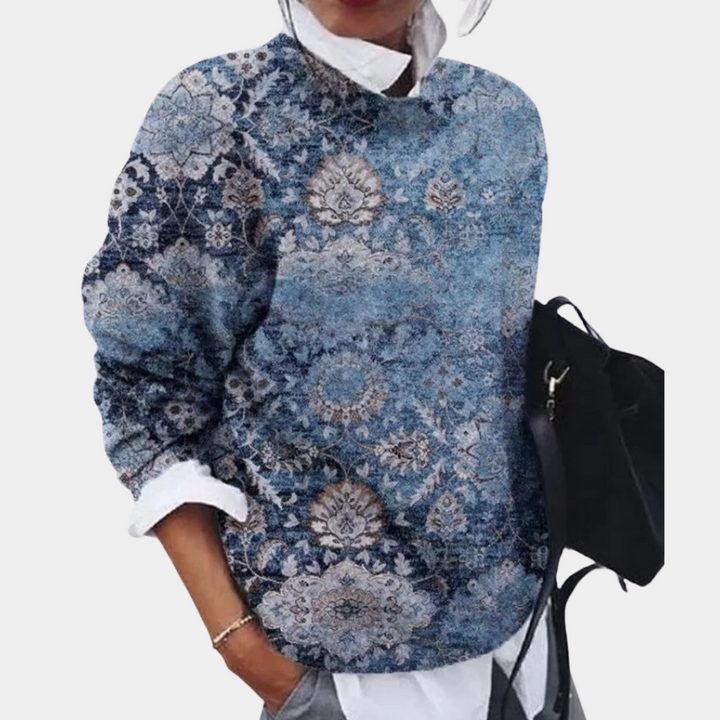 Womens Crew Neck Sweater Graphic Knit