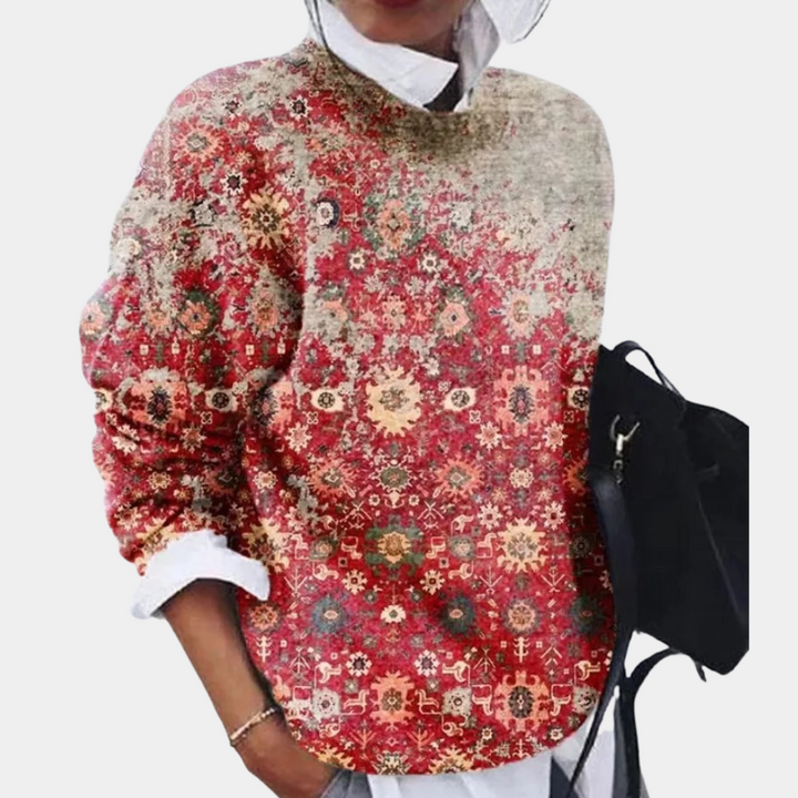Womens Crew Neck Sweater Graphic Knit