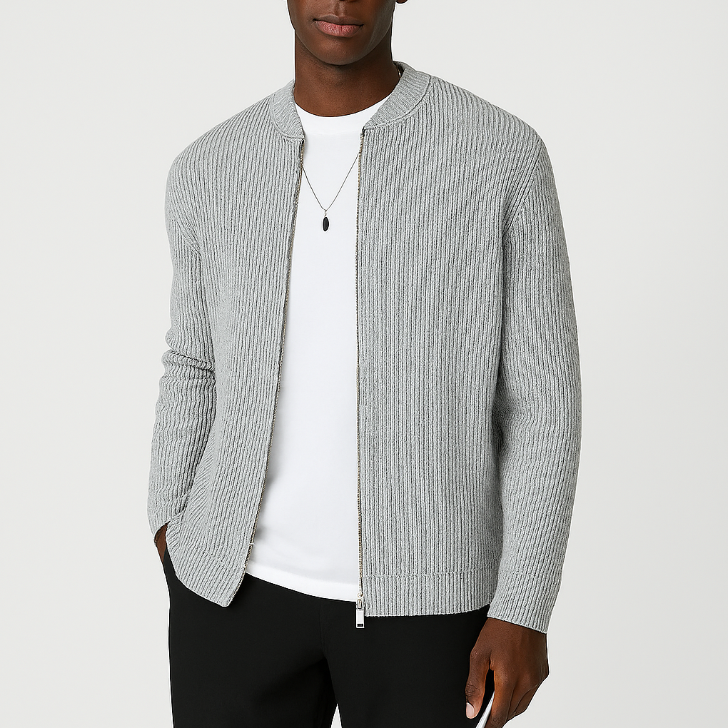 Mens Knit Cardigan with Zipper Casual Fit