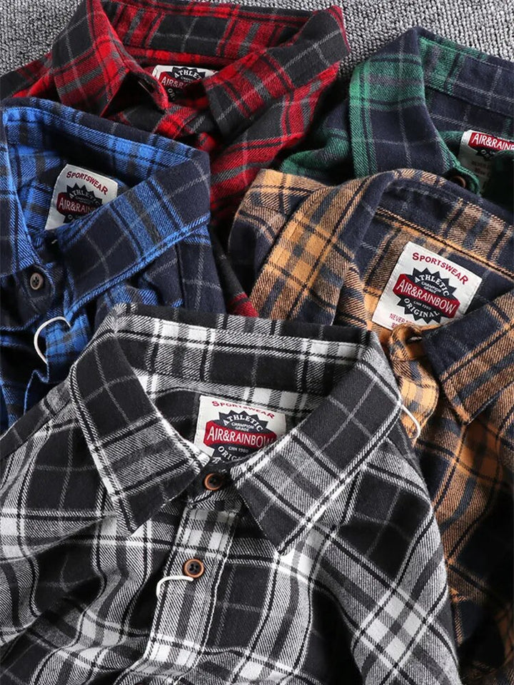Mens Flannel Shirt Brushed Blend Fabric Chest Pocket
