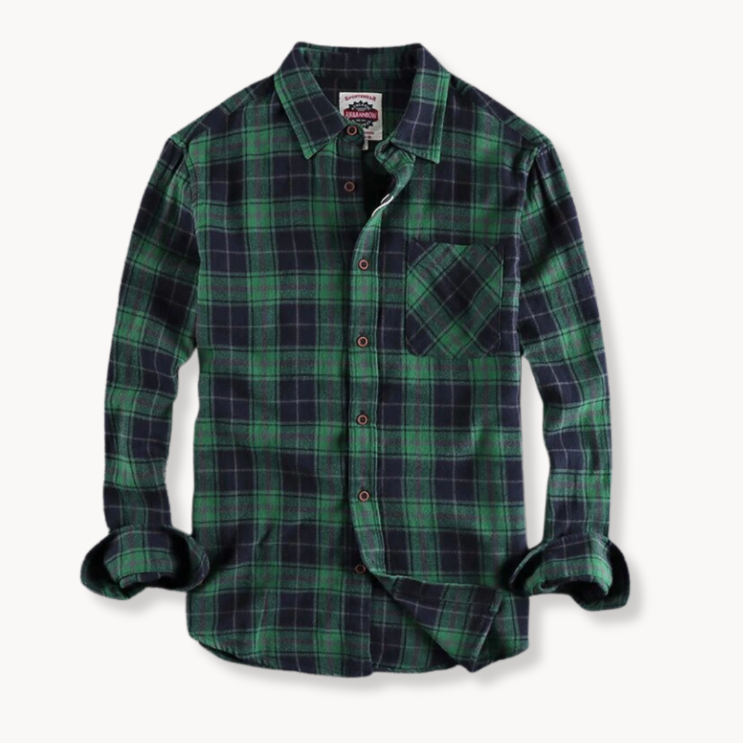 Mens Flannel Shirt Brushed Blend Fabric Chest Pocket