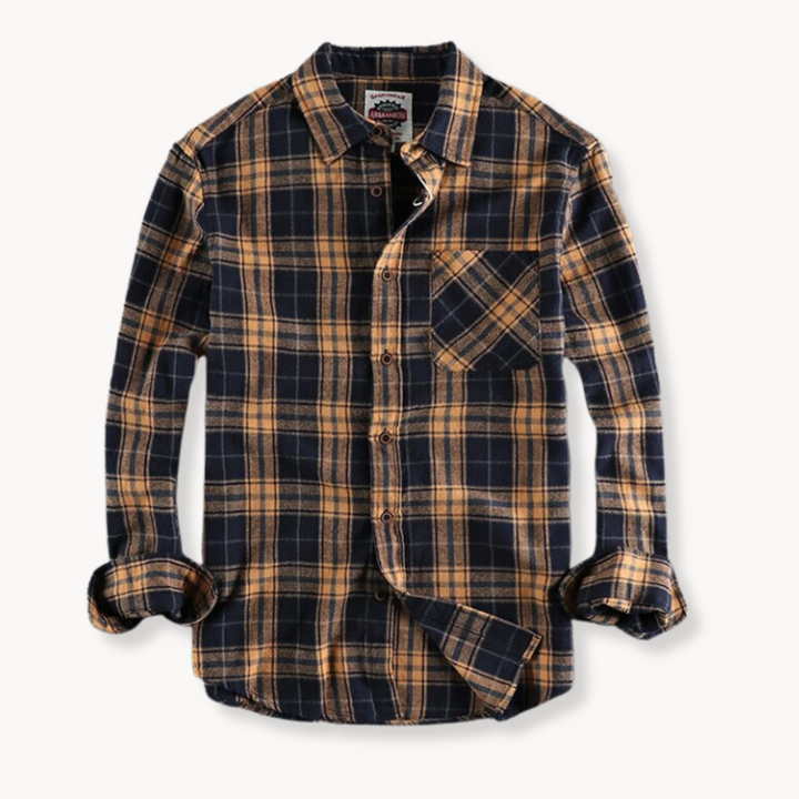 Mens Flannel Shirt Brushed Blend Fabric Chest Pocket - BritishMode