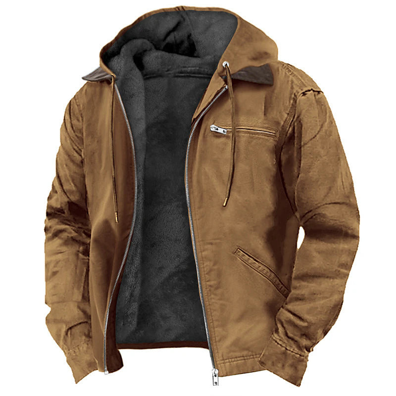 Mens Hooded Jacket with Fleece Lining
