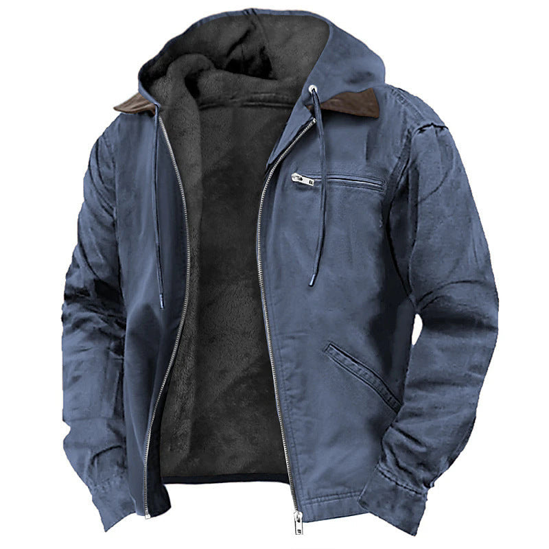 Mens Hooded Jacket with Fleece Lining