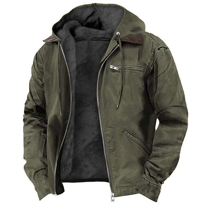 Mens Hooded Jacket with Fleece Lining