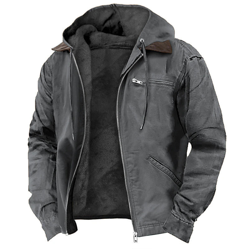 Mens Hooded Jacket with Fleece Lining