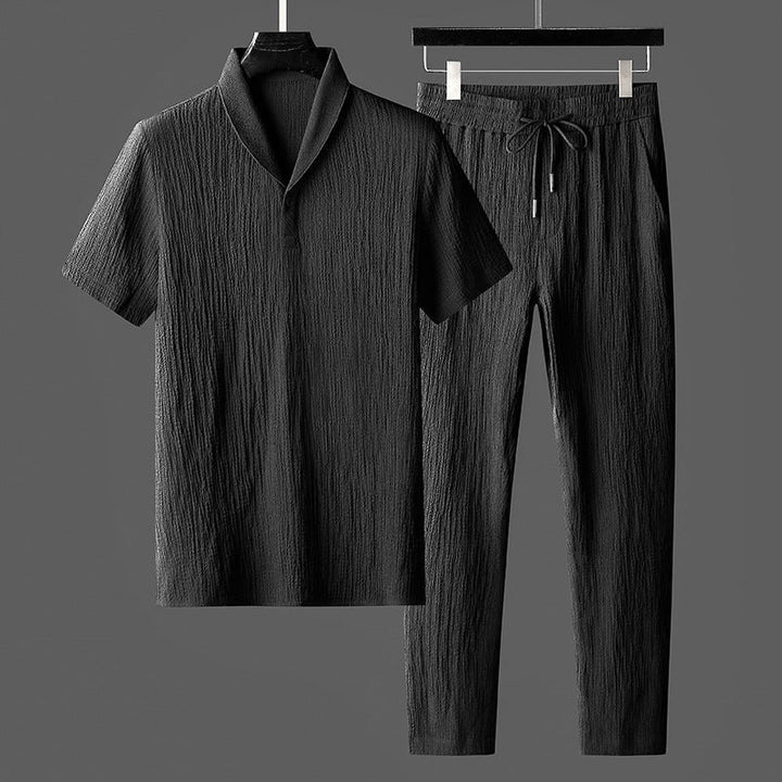 Mens Polo Shirt Set Short Sleeve Casual