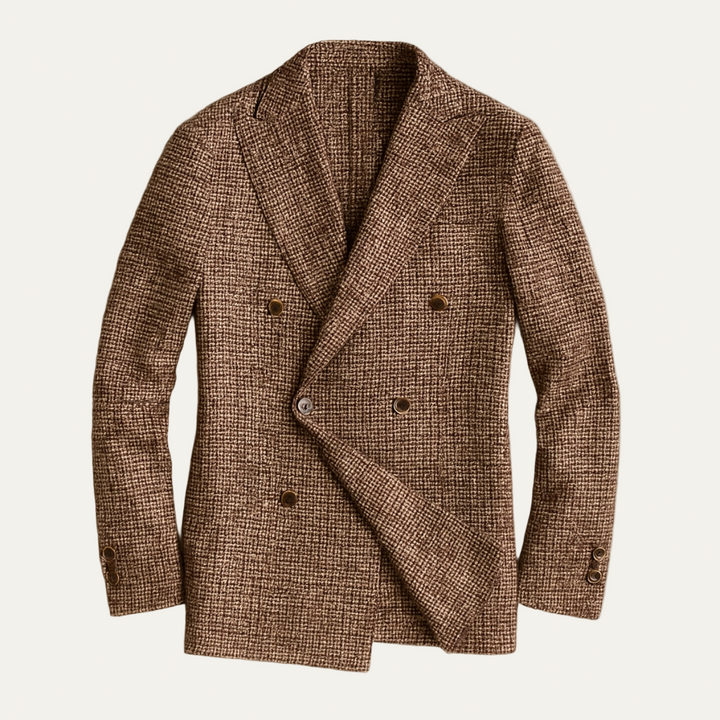 Mens Double-Breasted Blazer Tailored Fit Patterned - BritishMode