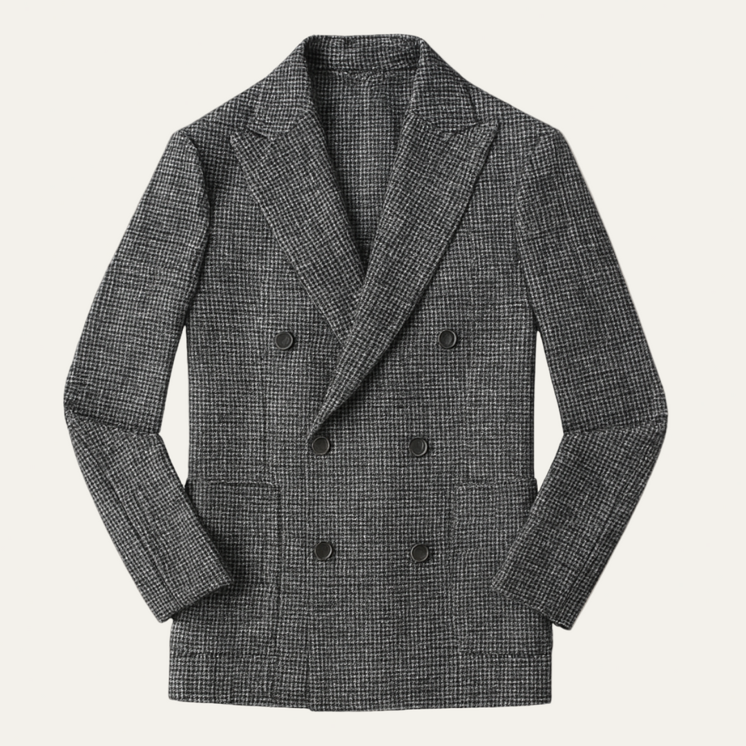Mens Double-Breasted Blazer Tailored Fit Patterned