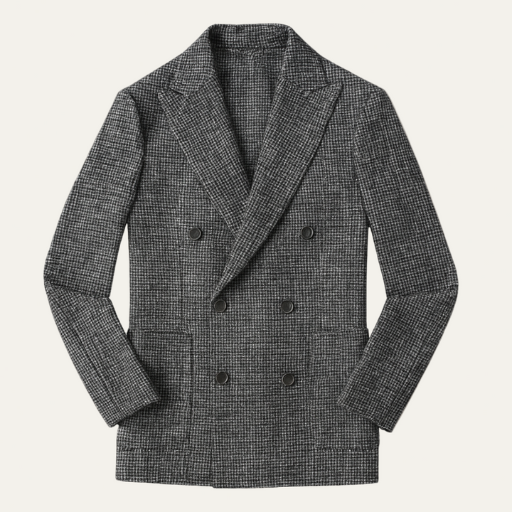 Mens Double-Breasted Blazer Tailored Fit Patterned