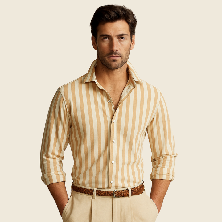 Mens Linen Shirt Relaxed Fit Striped