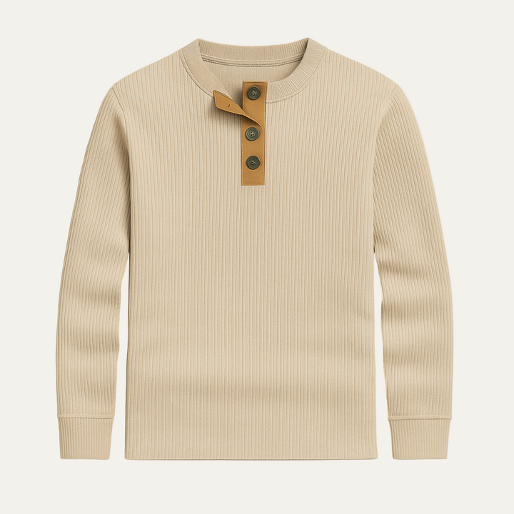 Mens Thermal Henley Shirt Ribbed Fit - BritishMode