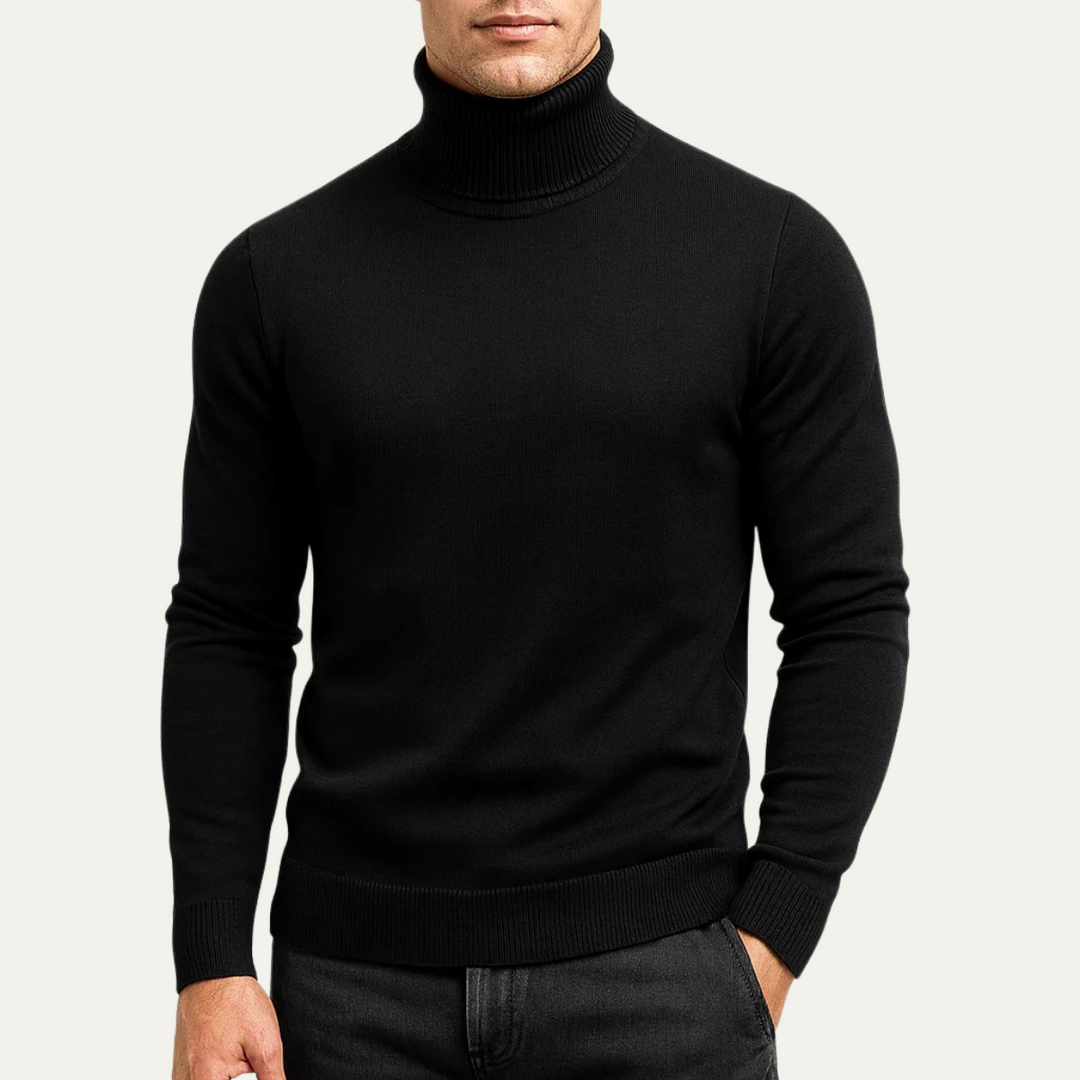 Mens Turtleneck Sweater Fine Gauge Knit