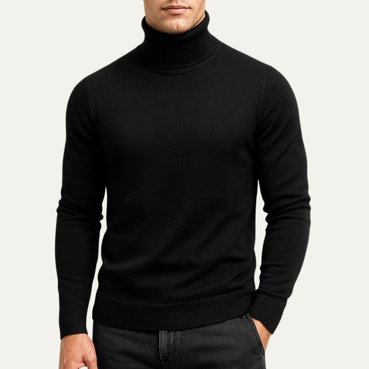 Mens Turtleneck Sweater Fine Gauge Knit
