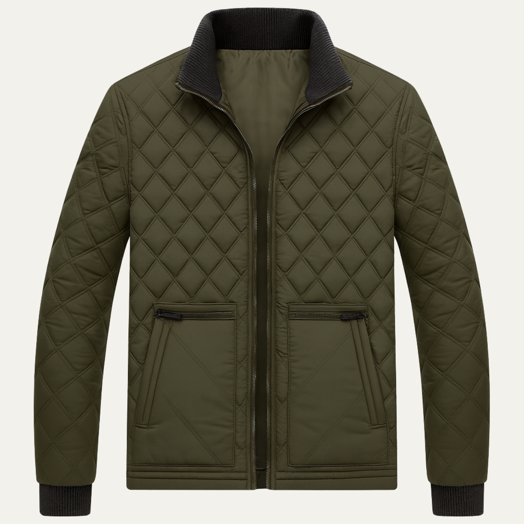 Mens Quilted Puffer Jacket Diamond Stitch Vintage Style - BritishMode