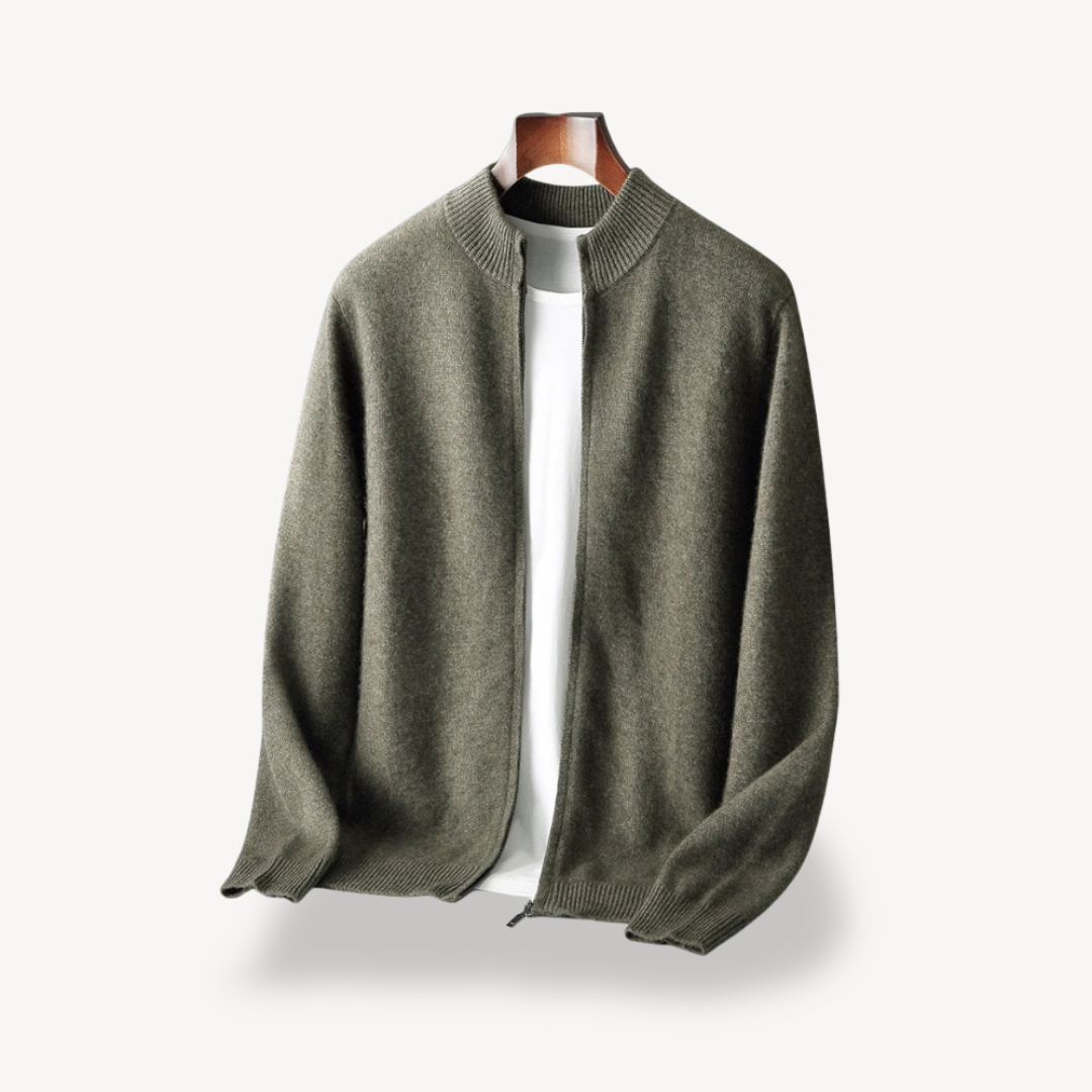 Mens Knit Cardigan with Zipper Closure