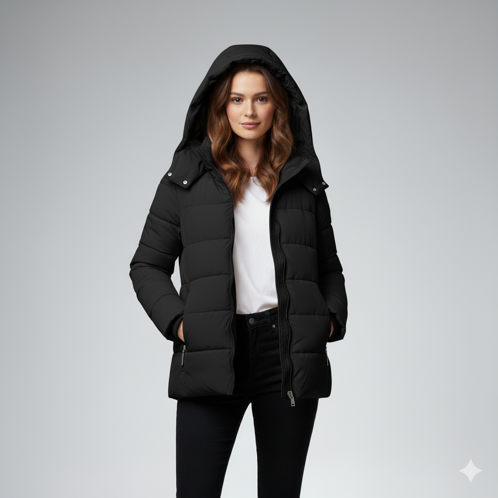Womens Quilted Puffer Parka with Hood Winter Outerwear