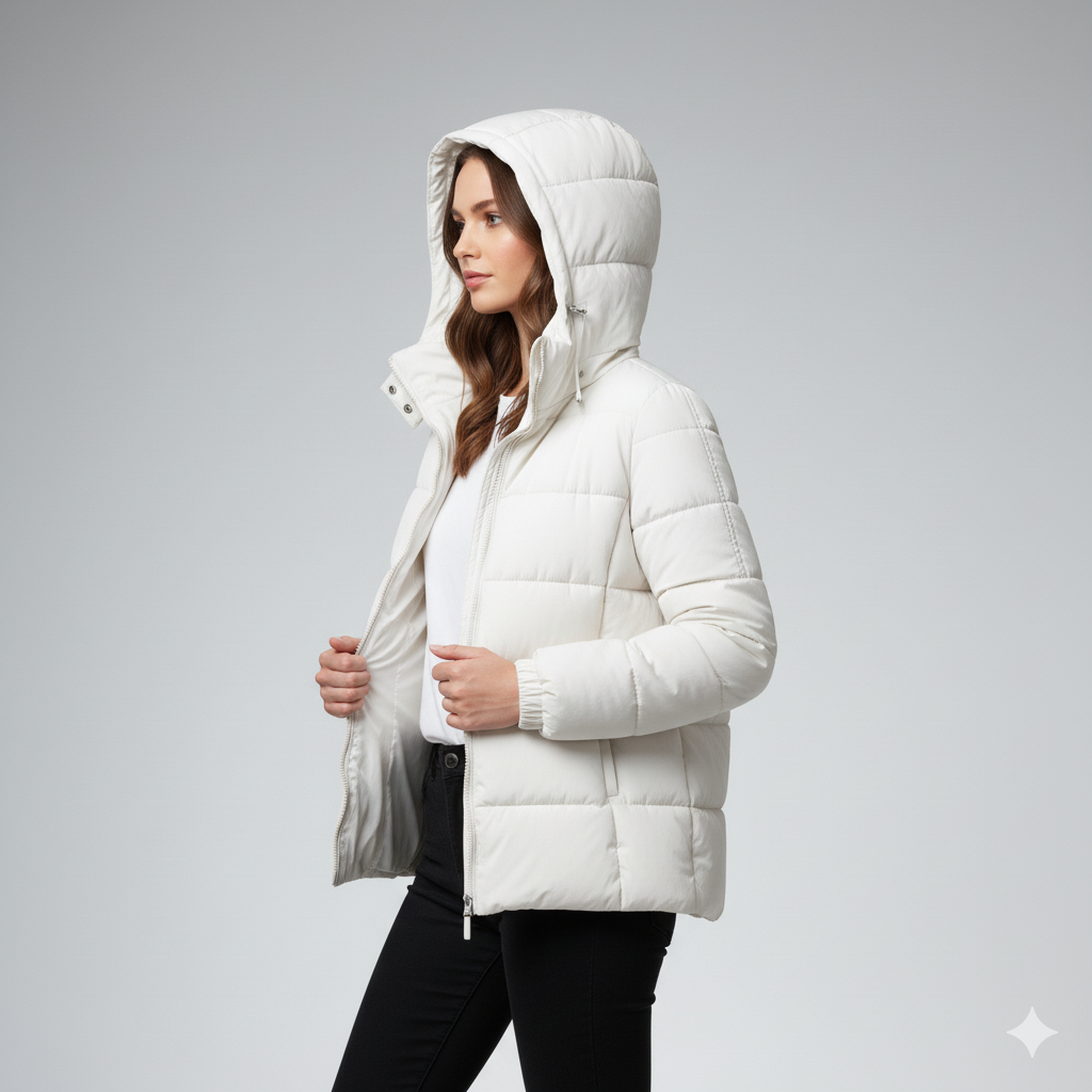 Womens Quilted Puffer Parka with Hood Winter Outerwear