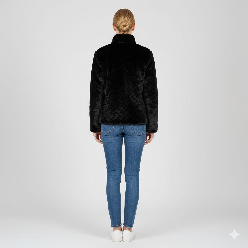 Womens Quilted Jacket Soft Sleeve Zip-Up Outerwear