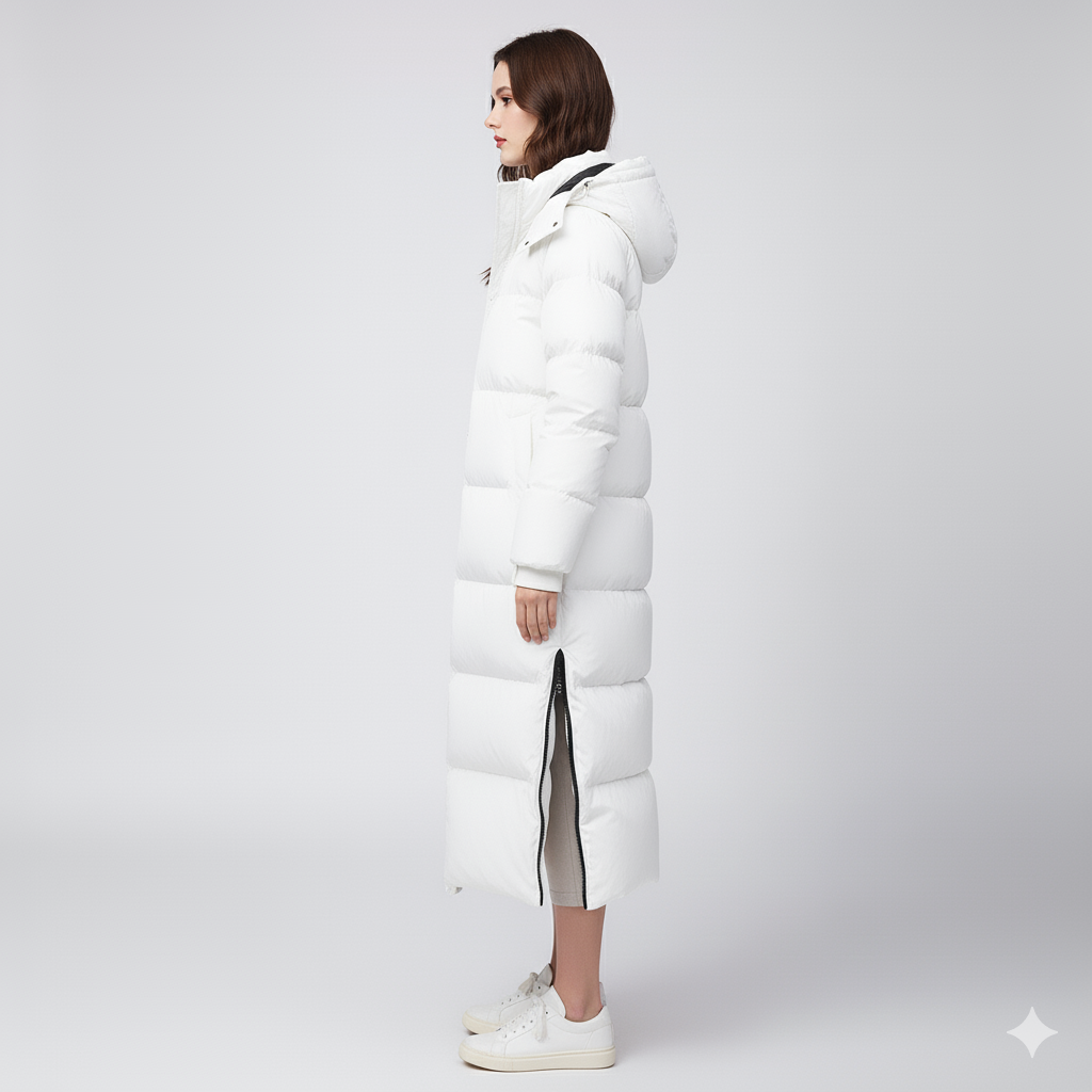 Womens Puffer Jacket Long Fit Winter Outerwear with Pockets