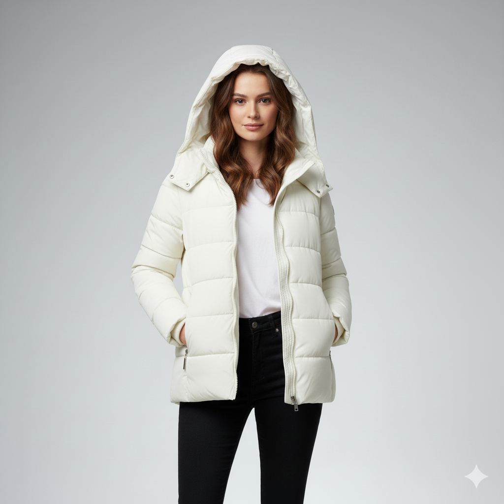 Womens Quilted Puffer Parka with Hood Winter Outerwear