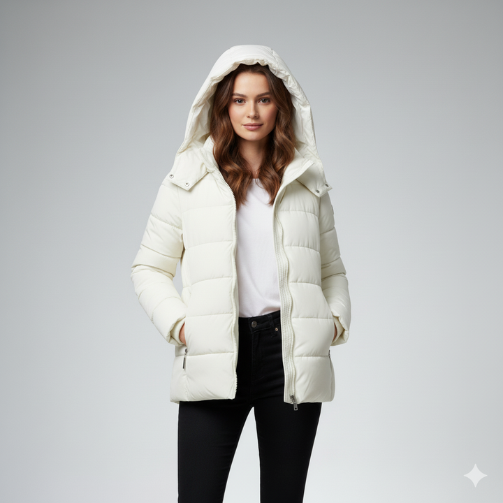 Womens Quilted Puffer Parka with Hood Winter Outerwear