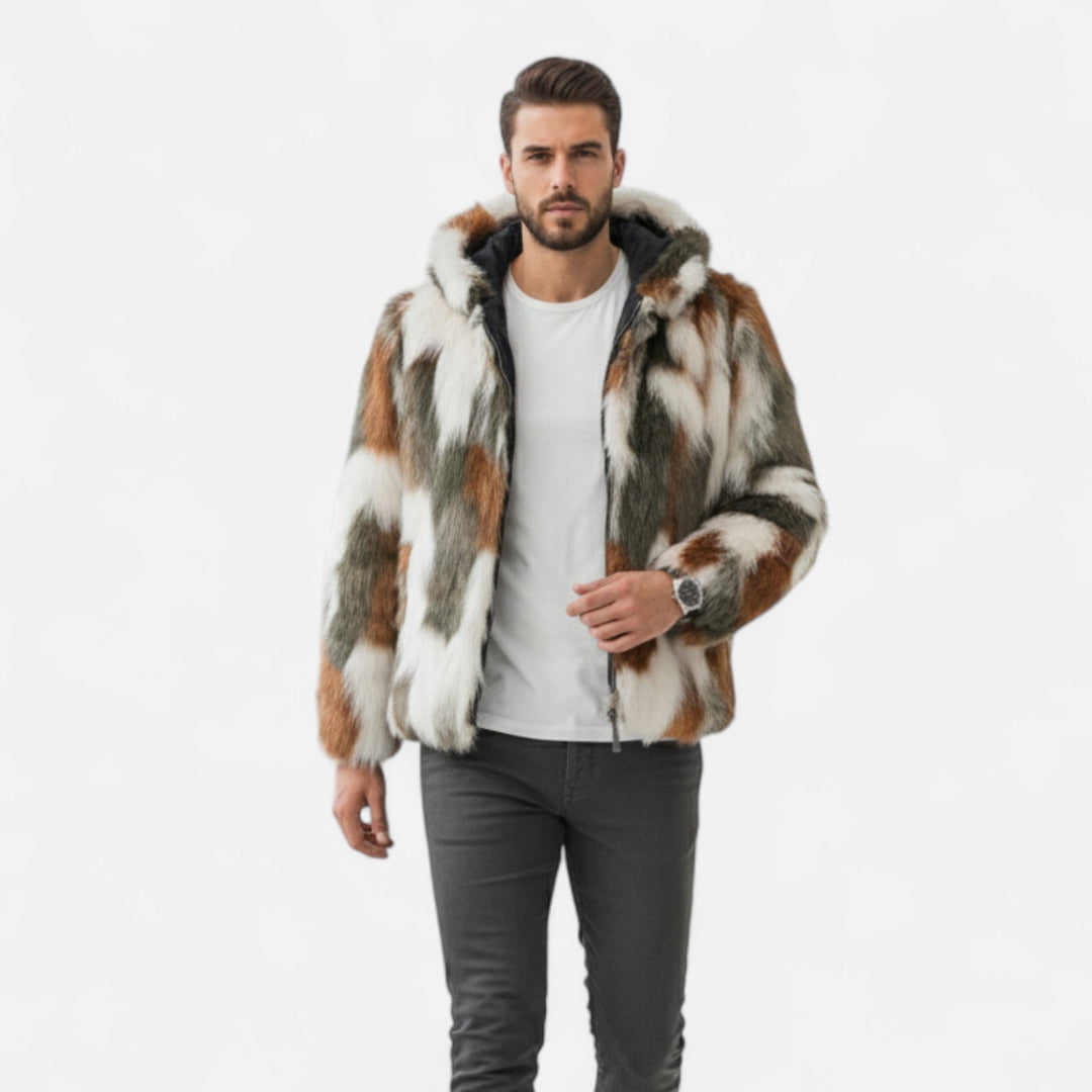 Mens Faux Fur Parka Coat Insulated Winter Warm Fit - BritishMode