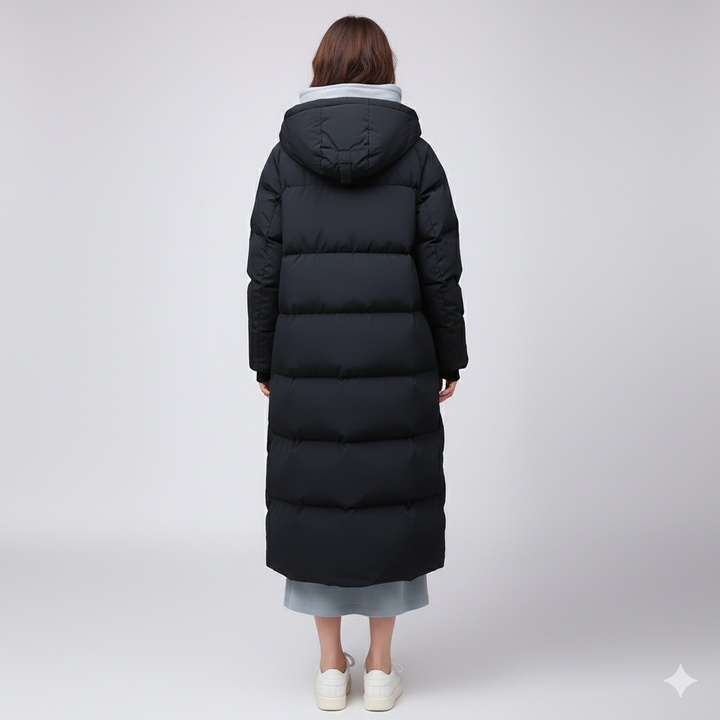 Womens Puffer Jacket Long Fit Winter Outerwear with Pockets