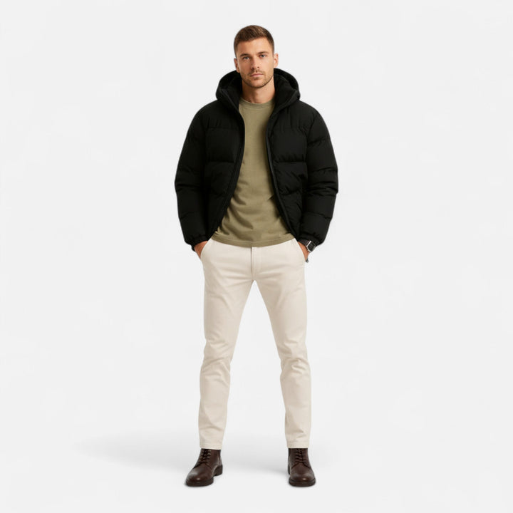 Mens Lightweight Puffer Jacket Insulated Hooded