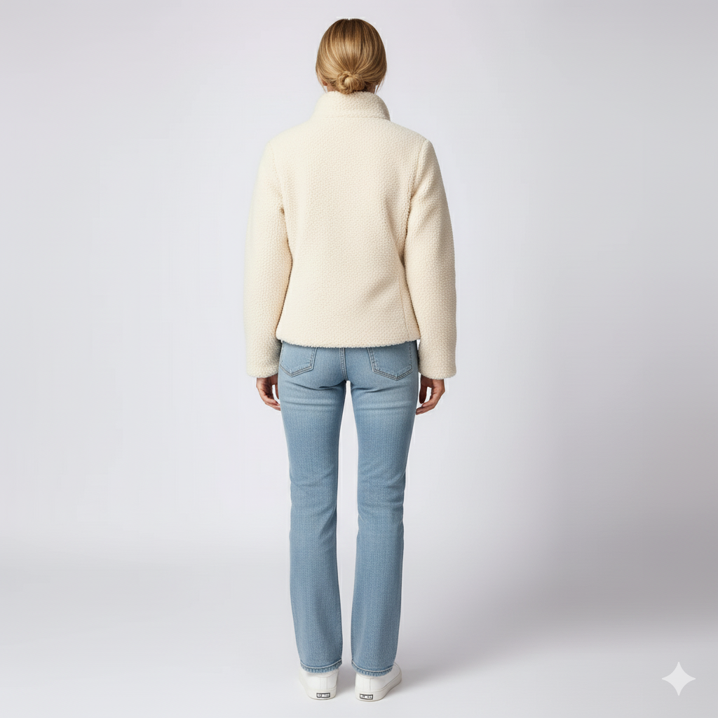 Womens Quilted Jacket Soft Sleeve Zip-Up Outerwear