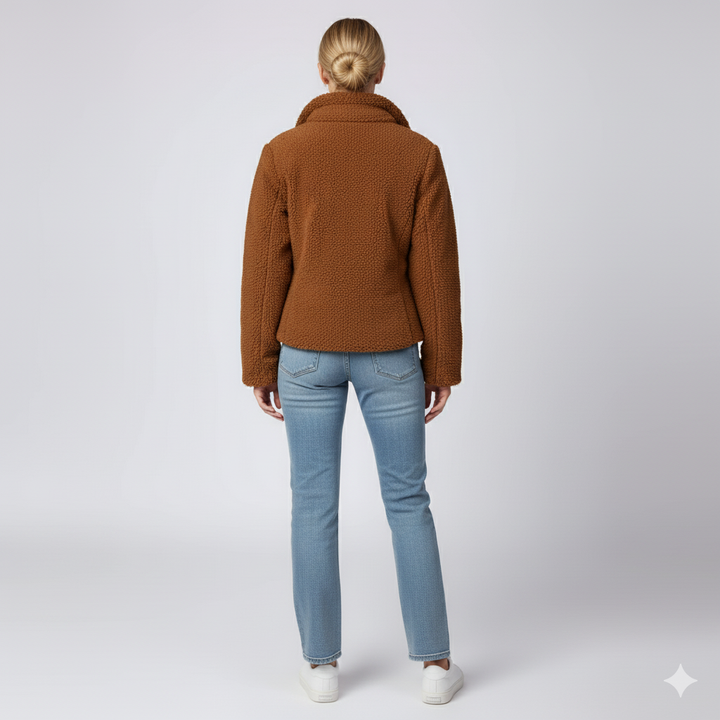 Womens Quilted Jacket Soft Sleeve Zip-Up Outerwear