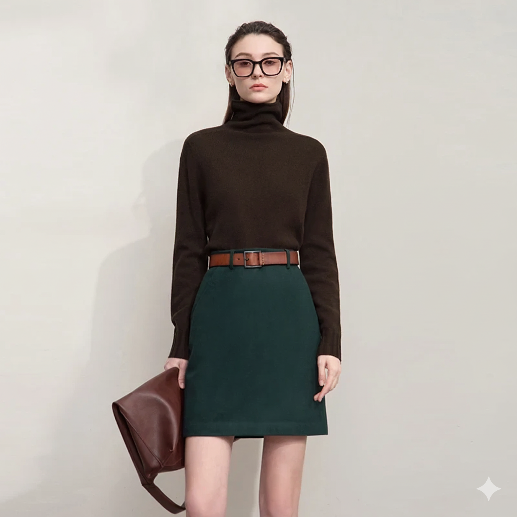 Womens Fitted Knit Top with Crew Neck - BritishMode