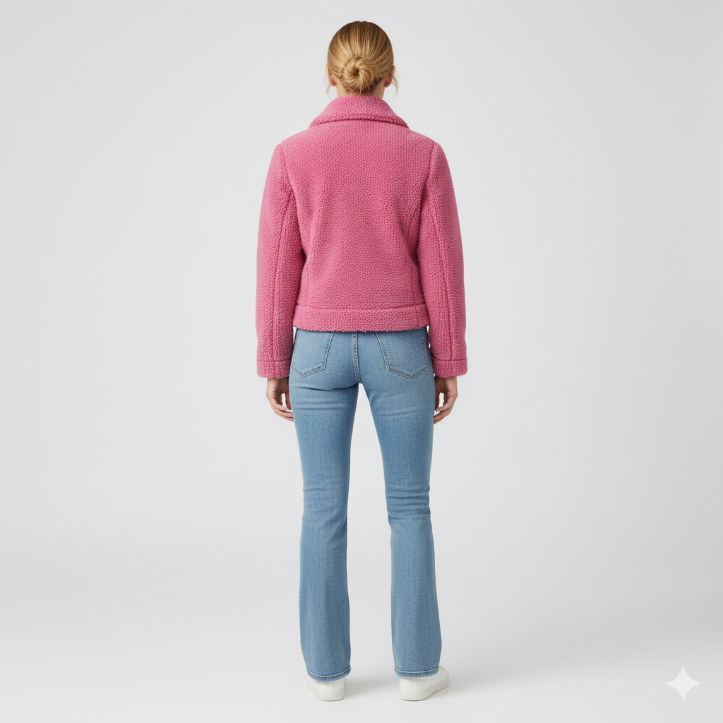Womens Quilted Jacket Soft Sleeve Zip-Up Outerwear