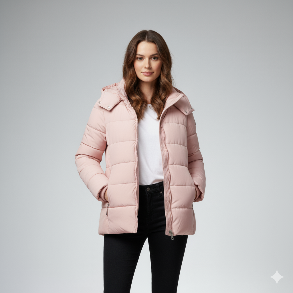 Womens Quilted Puffer Parka with Hood Winter Outerwear