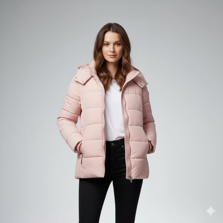 Womens Quilted Puffer Parka with Hood Winter Outerwear