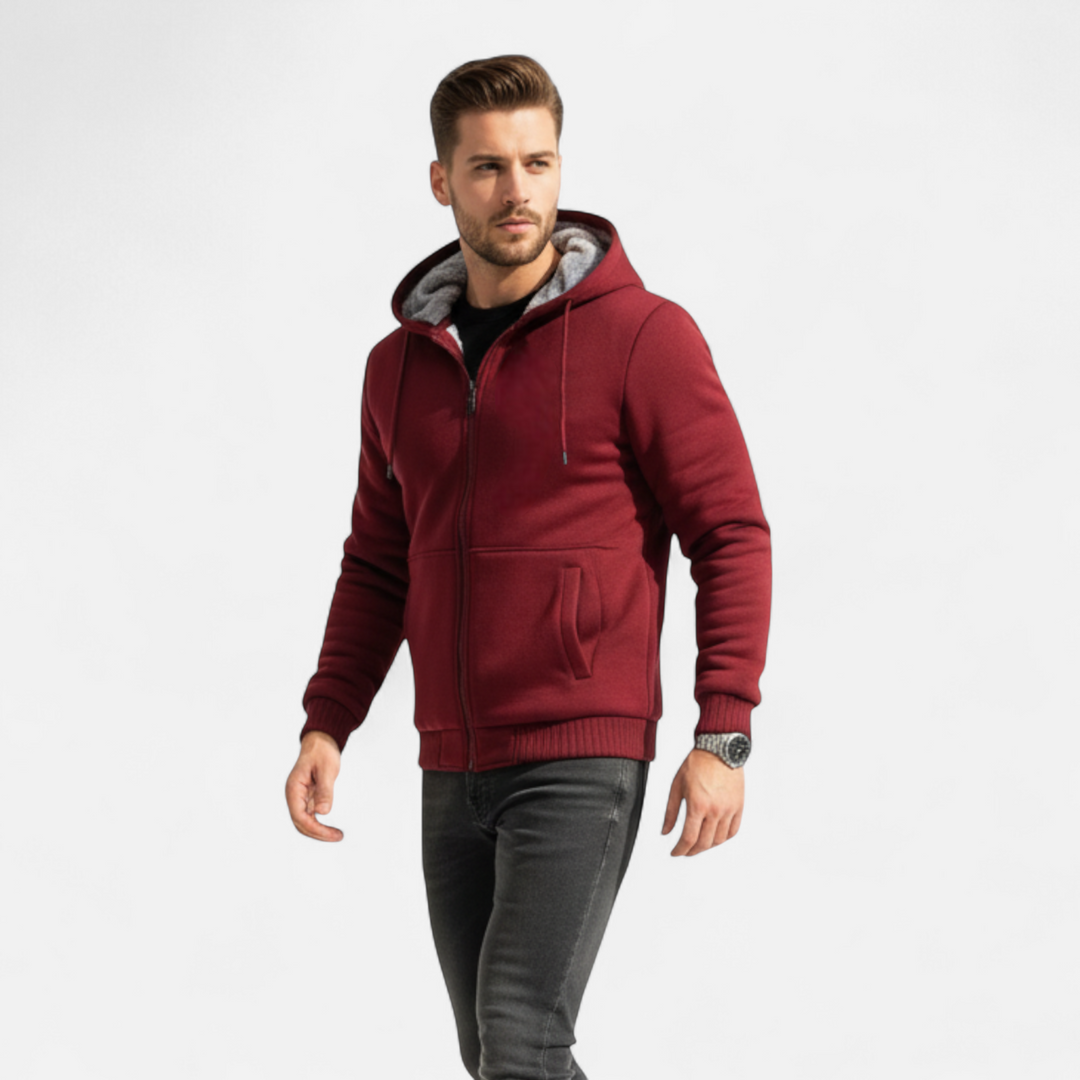 Mens Hooded Jacket Thick Fleece Comfortable Fit - BritishMode