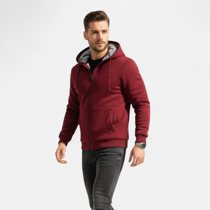Mens Hooded Jacket Thick Fleece Comfortable Fit - BritishMode