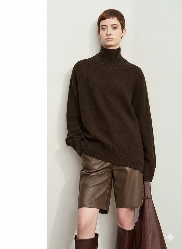 Womens Pullover Sweater Wool Blend Relaxed Fit - BritishMode
