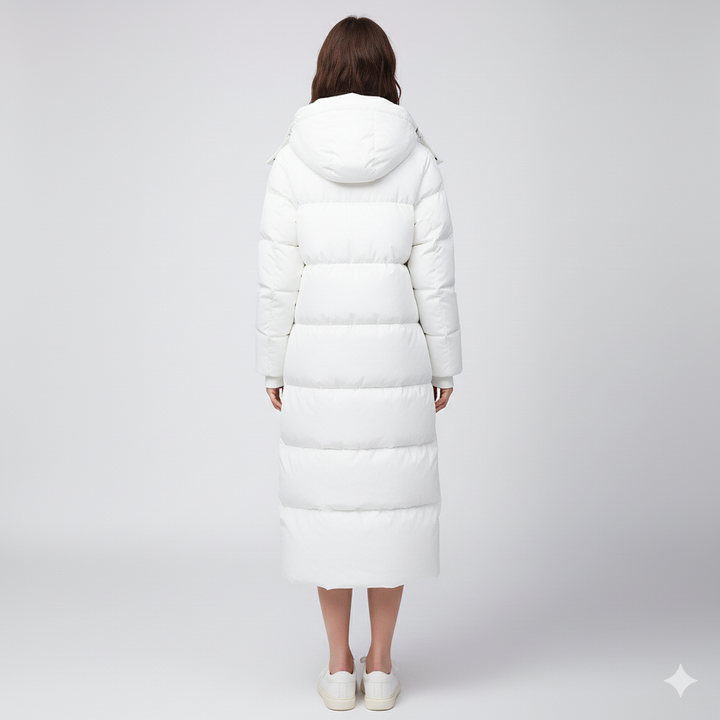 Womens Puffer Jacket Long Fit Winter Outerwear with Pockets
