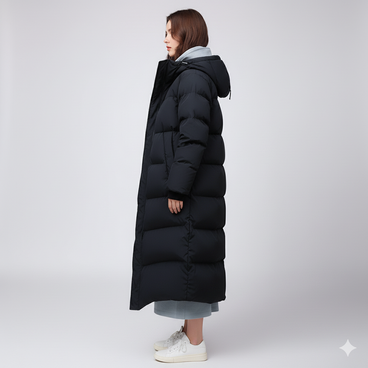 Womens Puffer Jacket Long Fit Winter Outerwear with Pockets