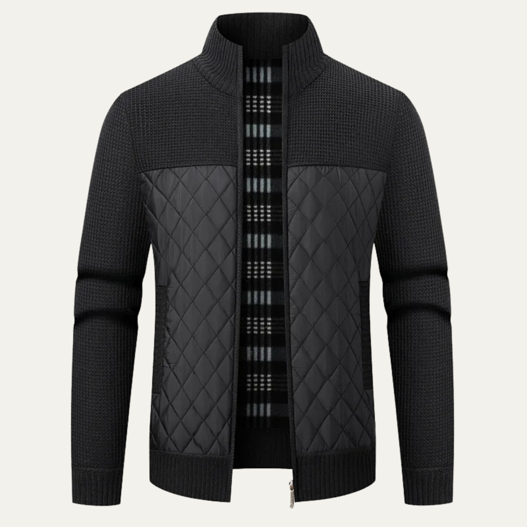 Mens Quilted Knit Puffer Jacket Warm Zip-Up - BritishMode