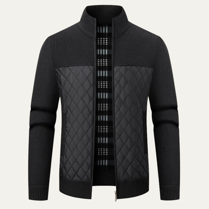 Mens Quilted Knit Puffer Jacket Warm Zip-Up - BritishMode